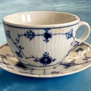 Stunningly beautiful  B&G Blue Fluted Cup and Saucer. Made in Denmark